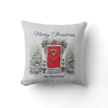 Vintage Red Door Merry Christmas Holidy Name