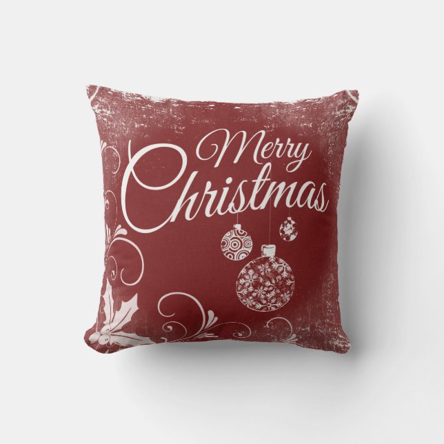 Almofada Vintage Red Merry Christmas Ornament (Frente)