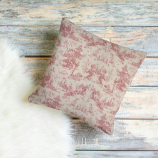 Almofada Vintage Red Toile Throw Pillow