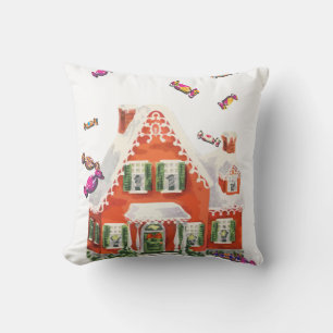 Almofada vintage retro christmas candy gingerbird house
