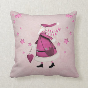 Almofada Vintage retro cor-de-rosa lunático Papai Noel