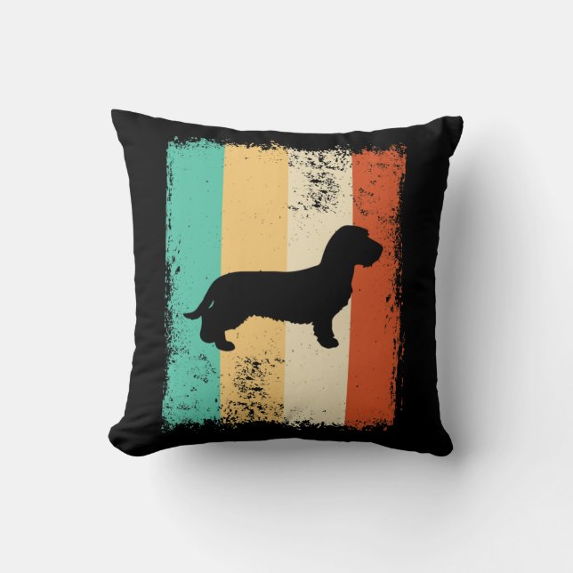 Almofada Vintage Retro Dachshund Wirehaired (Frente)