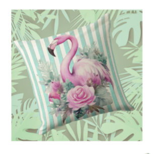Almofada Vintage Retro Tropical Rosa Flamingo