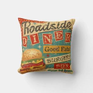 Almofada Vintage Roadside Diner Metal diner diner, retro, v
