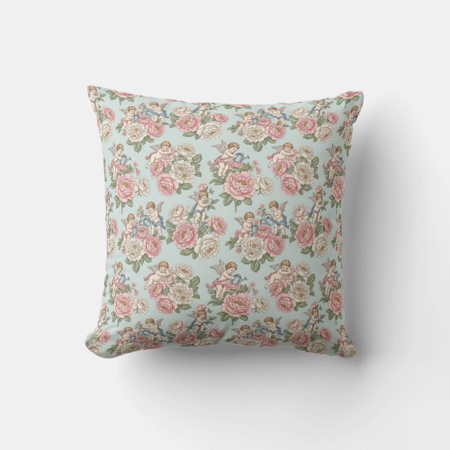 Almofada Vintage Rococo Revival Rose Garden Romantic  (Frente)