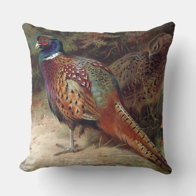 Almofada Vintage Rooster e Hen Pheasant (Frente)