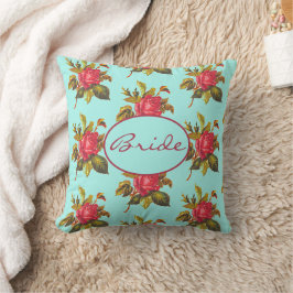 Almofada Vintage Rosa e Aqua Bride Wedding Keepsasaame