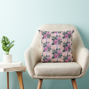 Almofada Vintage Rosas Lavanda Fitas