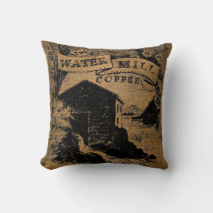 Almofada Vintage Rustic Faux Burlap Coffee Sack Modelo 2