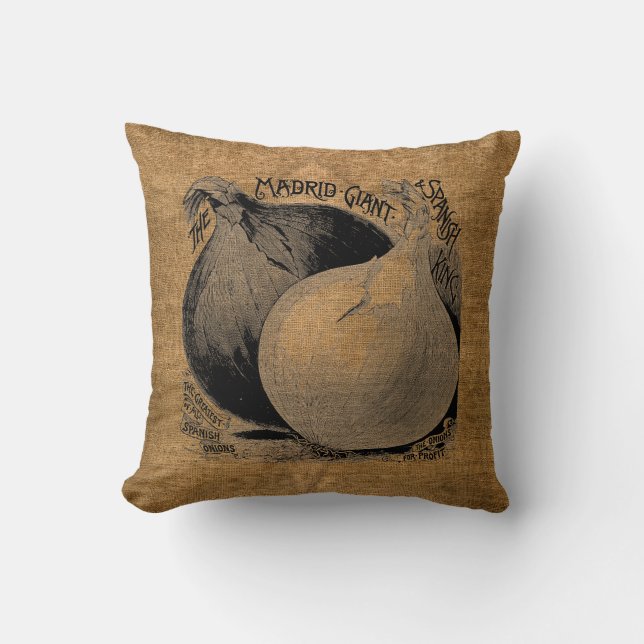 Almofada Vintage Rustic Faux Burlap Onion Sack (Frente)