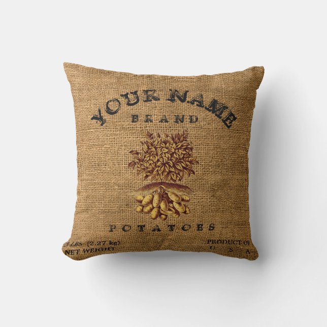 Almofada Vintage Rustic Faux Burlap Potato Sack Modelo (Frente)