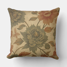 Almofada Vintage Sage Green e Orange Floral