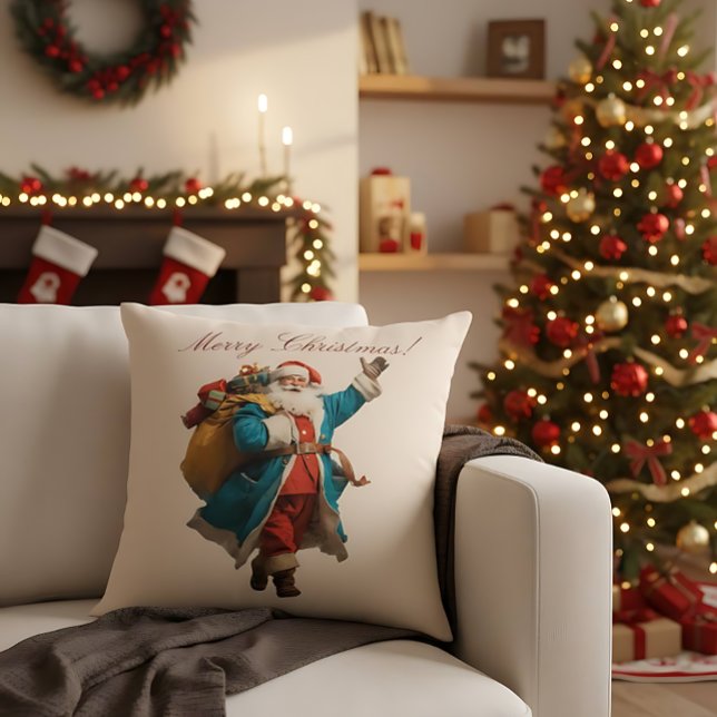 Almofada Vintage Santa Personalized Christmas Design (Criador carregado)