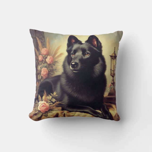 Almofada Vintage Schipperke Dog Painting (Frente)