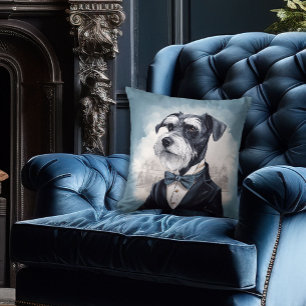 Almofada Vintage Schnauzer em Arco Tie and Tux