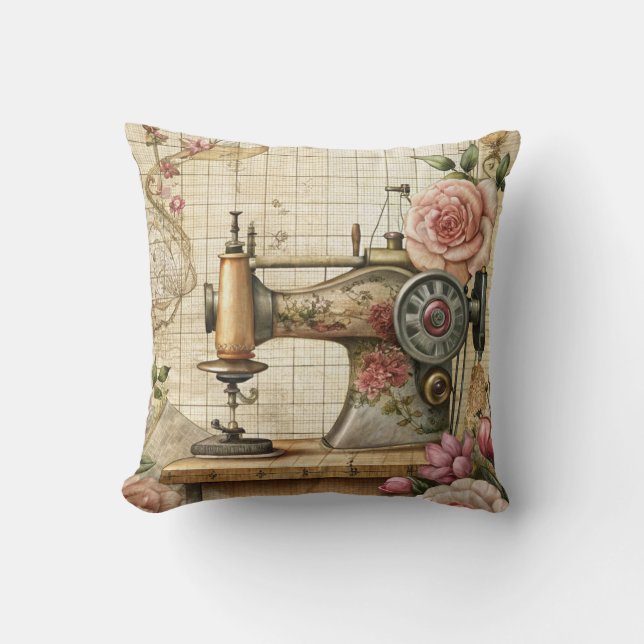 Almofada Vintage Sewing Machine (Frente)