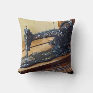 Almofada Vintage Sewing Machine Com Motif Floral