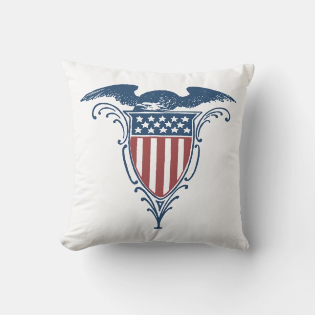 Almofada Vintage Shield Red White Blue American Eagers (Frente)