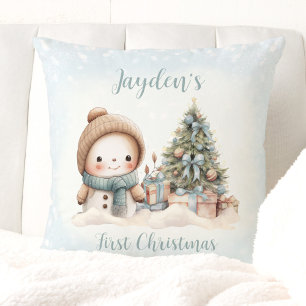 Almofada Vintage Snowman Boy Blue Primeiro Travesseiro de N