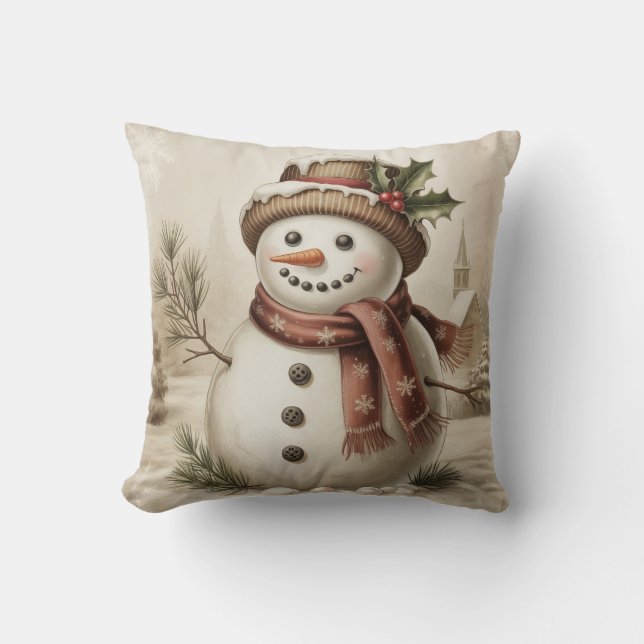 Almofada Vintage Snowman Throw PIllow (Frente)