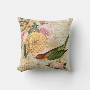 Almofada Vintage songbird rosa dourado cor-de-rosa