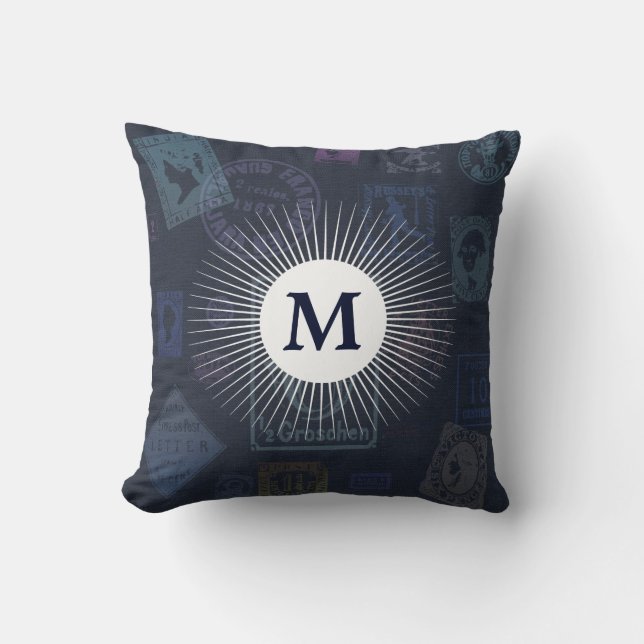 Almofada Vintage Stamps Travesseiro inicial (Frente)