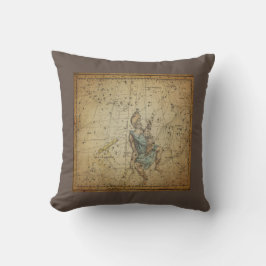Almofada Vintage Star Chart Auriga Constulation on Brown