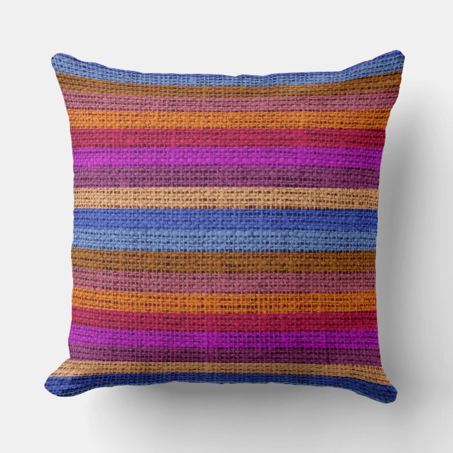 Almofada Vintage Stripes Burlap Linen Rustic Jute #2 (Frente)