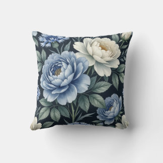 Almofada Vintage Style Blue Floral Decorative Throw Pillow 