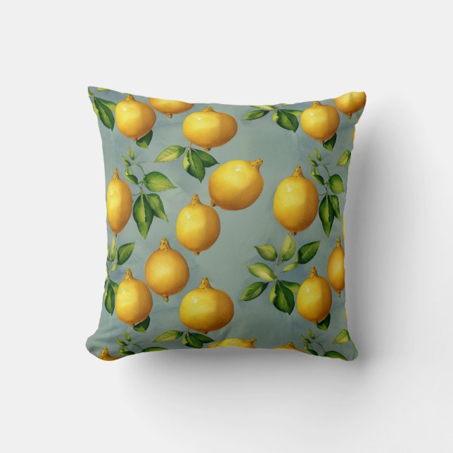 Almofada Vintage Style Lemons Pattern Wallpaper Art (Frente)