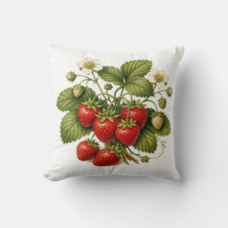 Almofada Vintage Style Strawberry Plant with Ripe Berries 