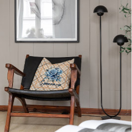 Almofada Vintage tartan watercolor rosa beige blue name