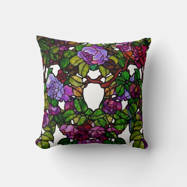 Almofada Vintage Tiffany Vidro Estido Rosas (Frente)