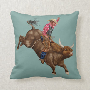 Almofada Vintage touro montando cowboy