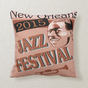 Almofada Vintage Trumpet player Fest Music Poster