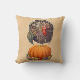 Almofada Vintage Turkey Pumpkin Ação de Graças