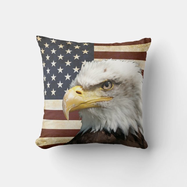 Almofada Vintage US USA Flag com American Eagle (Frente)