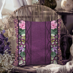 Almofada Vintage Velvet Victorian Purple Floral Tapeçaria