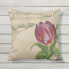 Almofada Vintage Victorian Music Romance Tulips