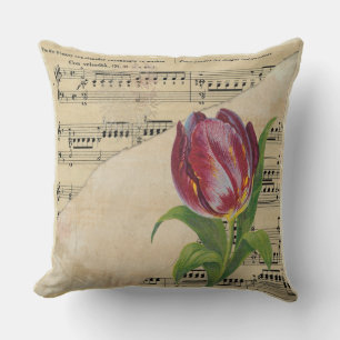 Almofada Vintage Victorian Music Romance Tulips ThrowPillow