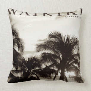 Almofada Vintage Waikiki Palm Havaiano