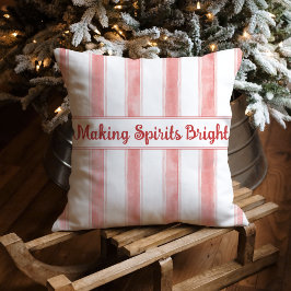 Almofada Vintage Watercolor Candy Cane Stripe Christmas