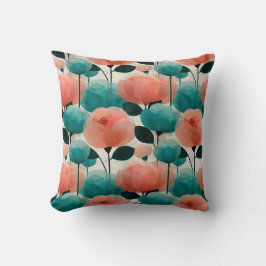 Almofada Vintage Watercolor Pink and Green Floral