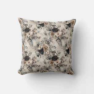 Almofada Vintage Watercolor Rosas em bege, preto, creme