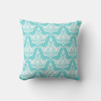 Almofada Vintage Watercolor Turquoise Damask