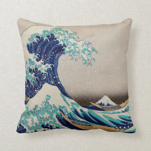 Almofada Vintage wave japonês art Kanazawa Oki Nami
