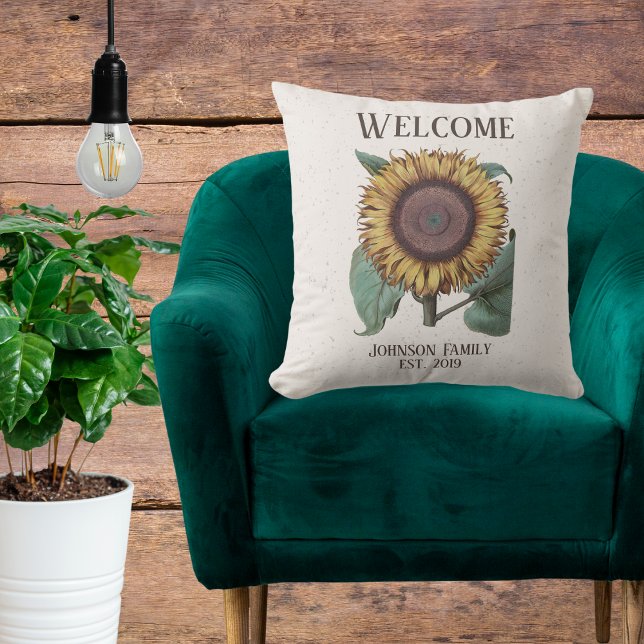 Almofada Vintage Welcome Sunflower Signature (Criador carregado)