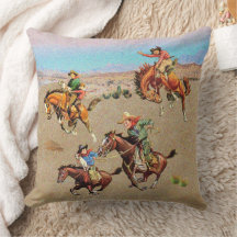 Vintage Western Cowboy Kids em Cavalos