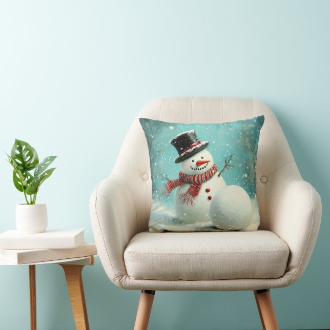 Almofada Vintage Whimsical Winter Snowman Joy (Cadeira)