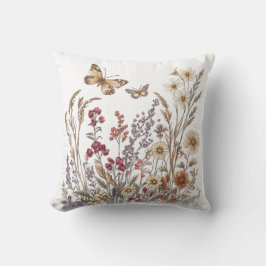 Almofada Vintage Wildflower Meadow com Borboletas